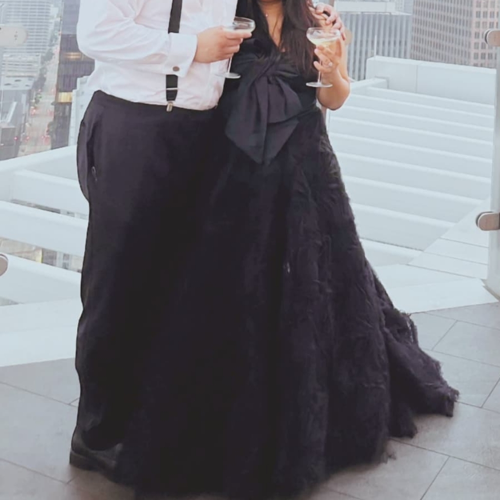 Mac Duggal Black STRAPLESS FRONT BOW KNOT TULLE GOWN - Picture 3 of 3